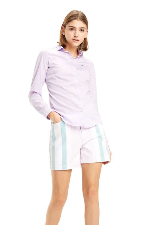 KOSZULA SLIM FIT POPLIN LILAC