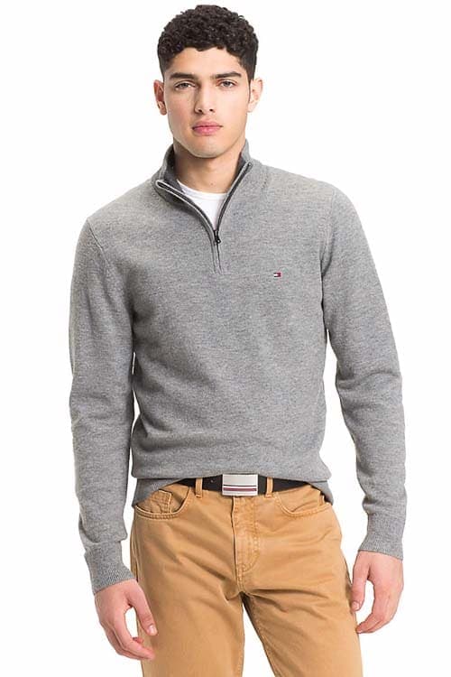 SWETER LAMBSWOOL ZIP MOCK