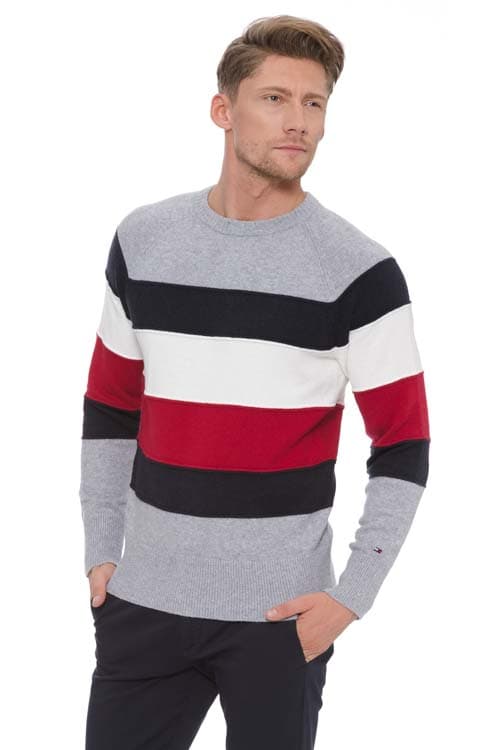 SWETER COLORBLOCK STRIPE CNECK